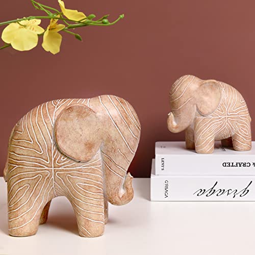 Kakizzy Elephant Statue Decor, African Animal Sculpture For Home Decor Office Shelf Decoration, Cute Resin Imitation Wood Color Elephant Figurines Bookshelf Decor Gift For Family Friends (1 Pack, Big) #TOP7