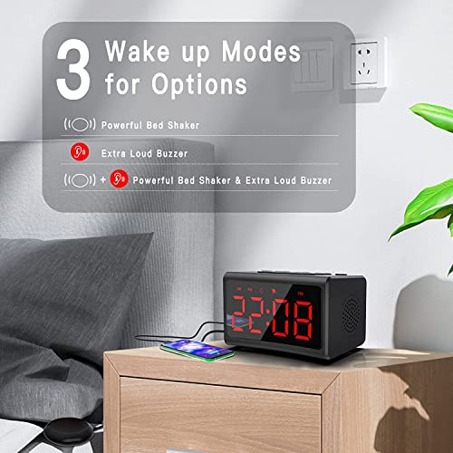 Zeithalter Alarm Clock With Radio,Retro Digital Clock,Bedroom Table Vintage Alarm Clock With Bed Shaker, Loud Alarm Clock For Heavy Sleeper,Family Father Mother Kids Teen #TOP3