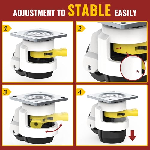 Holkie SPTJL60Y Leveling Casters With Ratchet Handle Design Casters Set Of 4 Total Capacity 2200 Lbs Heavy Duty Industrial Casters thumb #3