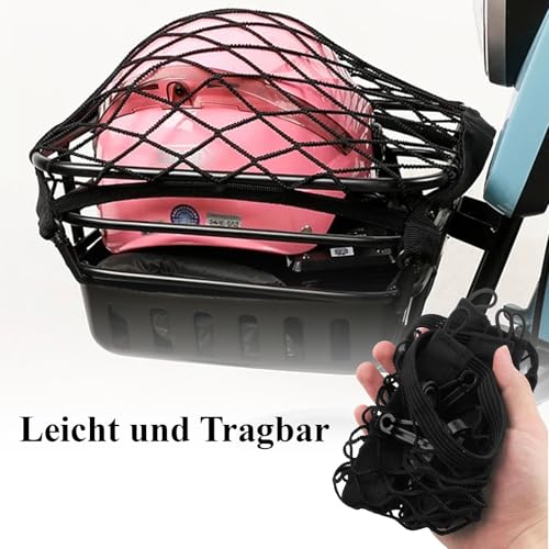 Gepäcknetz Gahrrad, Strapazierfähiges Elastisches Netz für Fahrradkorb Hinten, Fahrradkorb Netz für Fahrräder, Elektroroller und Autos, Sichere Aufbewahrungsnetz für Helme und Ausrüstung 30 x 30 cm
