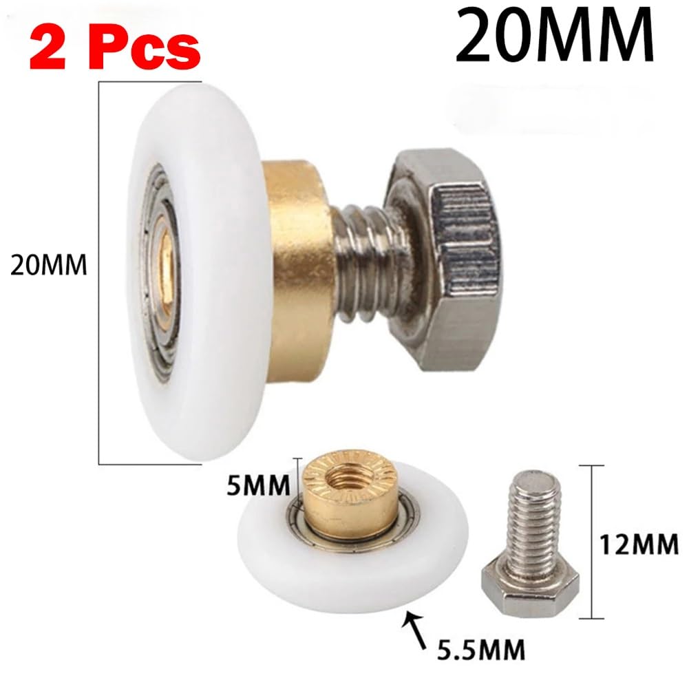 Ruedas para Puertas de Ducha, Polea/Corredores/Ruedas de cabinas de Ducha con Rodillos duraderos, 2 uds., 19mm, 23mm, 25mm, 27mm, repuestos for baño, Ruedas for Puerta de Ducha(20mm)