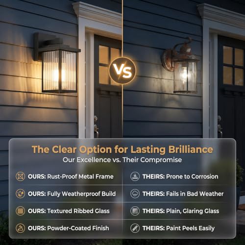 hameso Black Wall Mount Porch Lights Modern Outdoor Lighting Fixtures - image 5