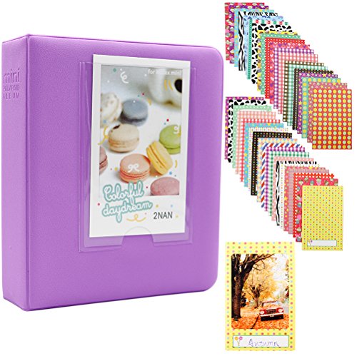 64 Taschen Mini Foto-Album für Fujifilm Instax Mini 7S 8 8 + 9 25 26 50s 70 90 instant Kamera & Name Card, violett, 64 pockets