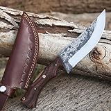 WARIVO KNIFE 1095 High Carbon Steel Bushcraft Knife Full Tang Hunting Knife with Leather Sheath Handmade 11 Inches Fixed Blade knife Along with Rosewood Handle