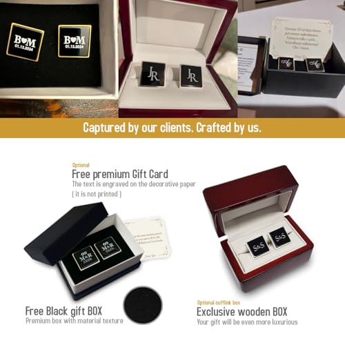 Mancuernillas personalizadas con piedra ónix negro miniatura 4