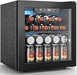 Antarctic Star 12 Bottle 48 Can Wine & Beverage Refrigerator – 1.3 cu.ft Countertop Mini Fridge, Low Noise, Clear Glass Door, Black, Ideal for Wine, Beer, Soda in Bars, Homes & Offices