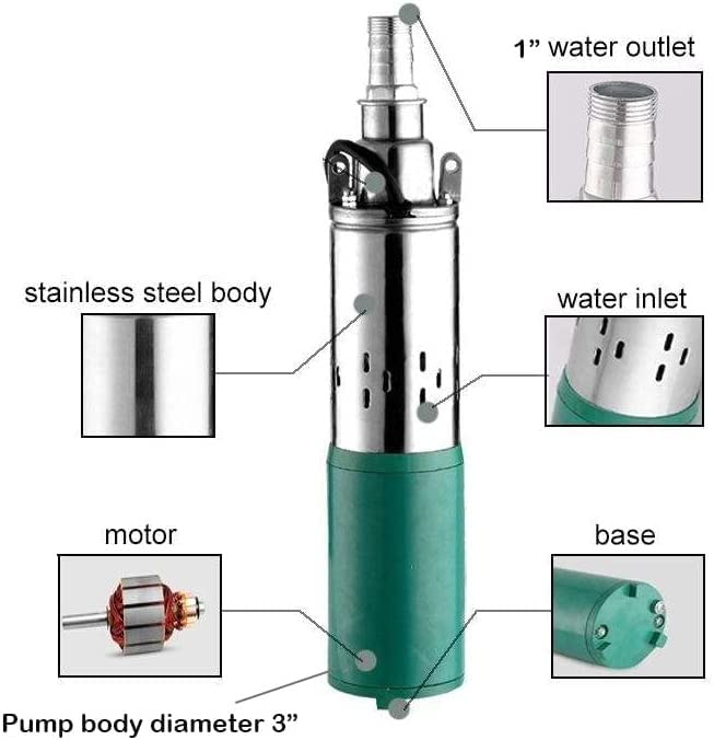Image of FLOJOY Asian Pumps Dc 24V Screw Submersible Solar Water Pump 120-130 Feet Panel Or Battery Operated Openwel /Borewell,Farm,Agriculture,Irrigation & Garden Home Pipe Size 1Inch 250W 1000-1500Lph