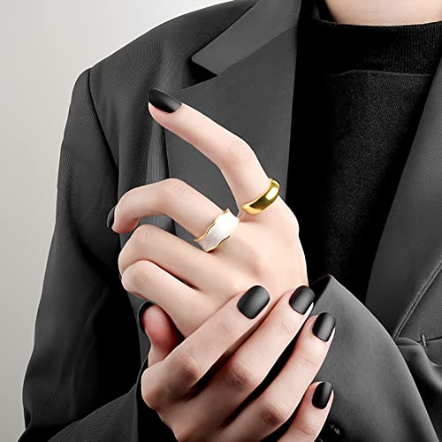 Colorful Adjustable Oil Drip Enamel Wave Wide Irregular Chunky Opening Stackable Punk Cool Elegant Friendship Finger Ring Set Jewelry for Women3