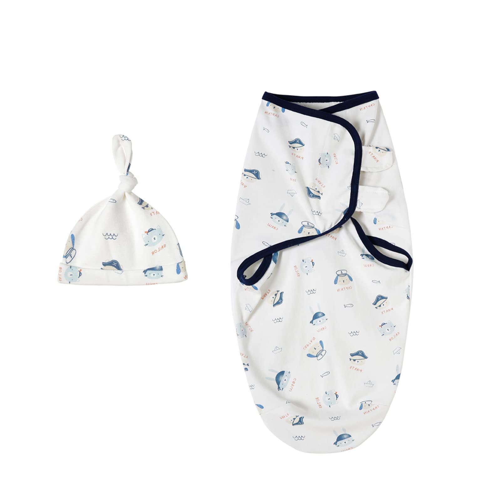 BYBEO Baby Swaddle Blanket Wrap Cap Set Newborn Infant Sleep Sack With Cap 100% Breathable Cotton 0-4 Month