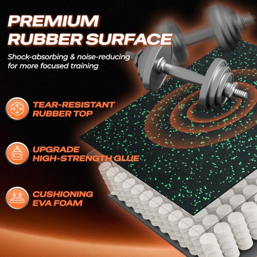 Image of SUPERJARE 0.56'' Thick 96 Sq Ft Rubber Top Gym Flooring for Home Gym