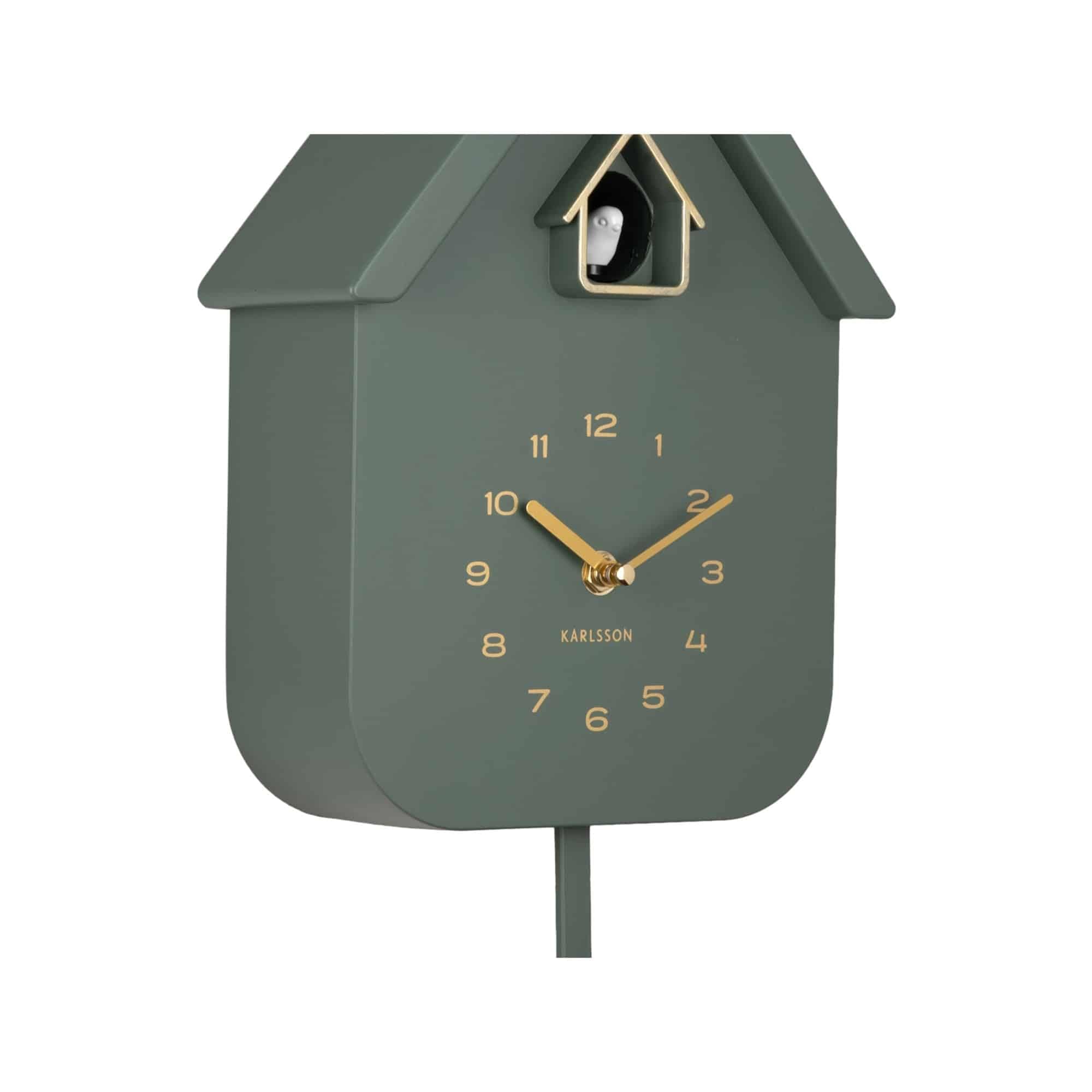 Karlsson Horloge murale Solo Color Cuckou Vert jungle 6 x 21,5 x 41 cm Plastique
