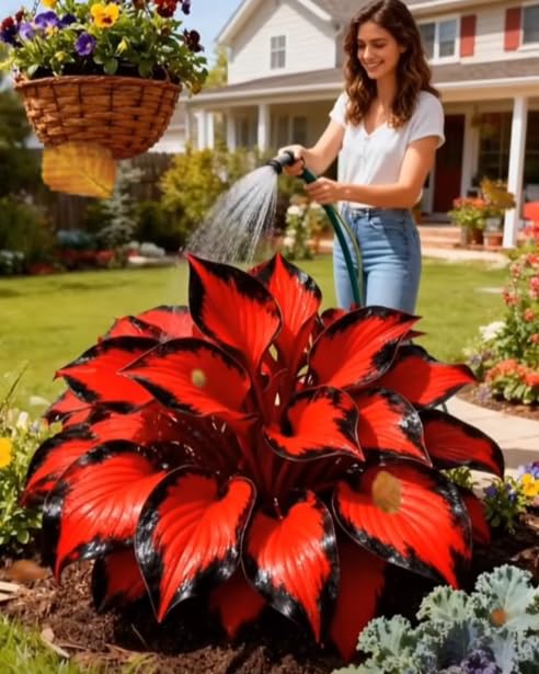 Lively Hosta Bulbs Perennial UK, Rare and Beautiful Hostas Rhizome in Bulk,Planting for Stunning Garden Displays-4 Bulbs-J
