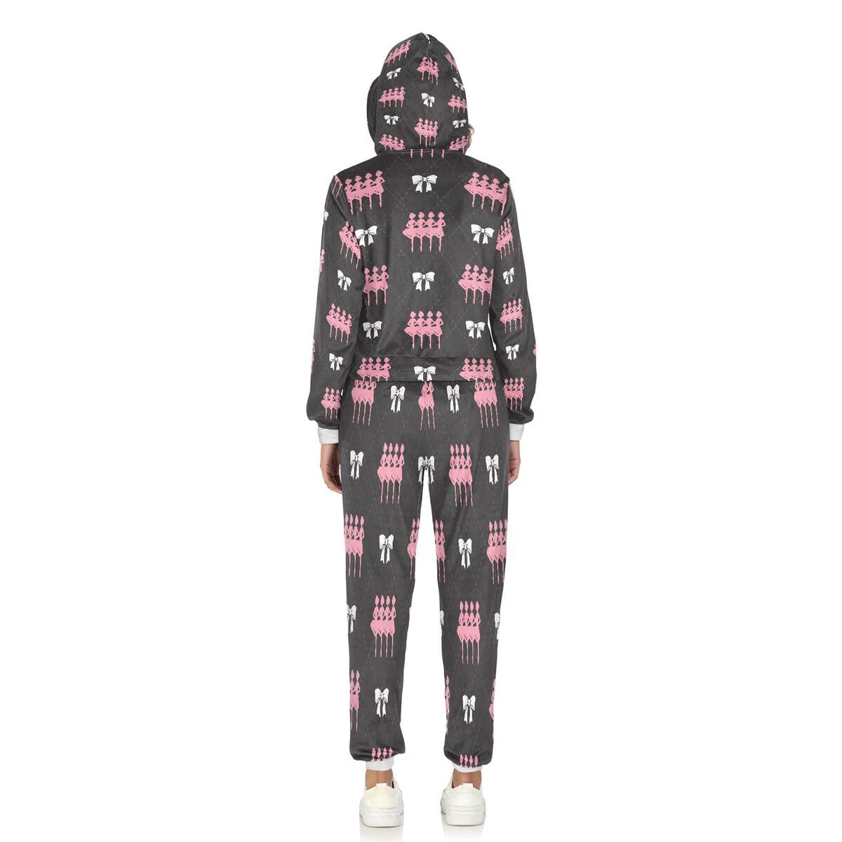 Conjunto deportivo de 2 piezas para mujer, conjunto deportivo de manga larga con lazo blanco