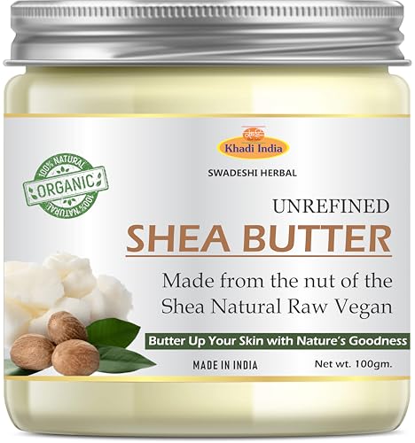 Image of Khadi Herbal 100% Pure Shea Butter 100g - Natural Skin Moisturizer & Hair Nourisher - Deep Hydration, Softening & Repair - Chemical-Free, Vegan, and Organic Skin & Hair Care