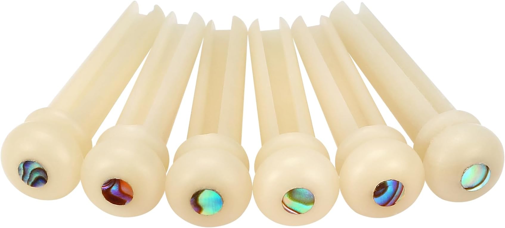 6pcs Guitar Bone Bridge Pins Natural Bone Color Replacement Parts with Abalone Dot