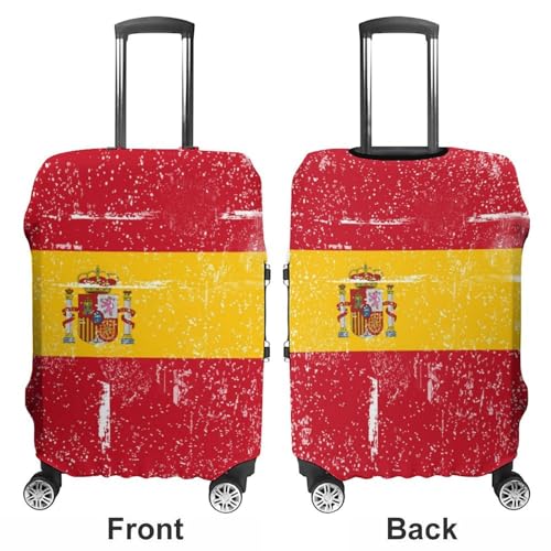 Retro White Spain Flag Travel Suitcase Protector Luggage Cover Protective Washable Anti-scratch Baggage Cover, style3