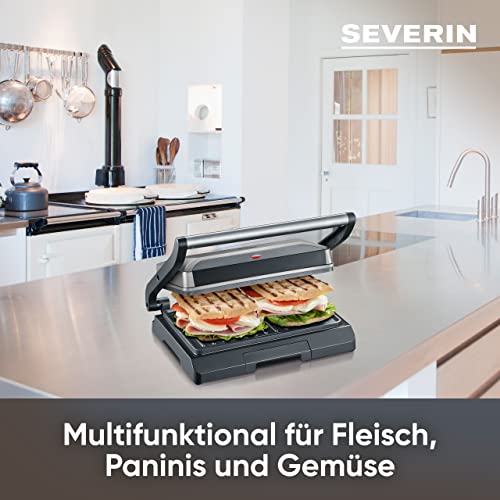 SEVERIN Kontaktgrill für Sandwiches, Steak und als Panini Grill, antihaftbeschichteter Sandwich Maker für fettfreies Grillen, 800 W… – Ansicht 4