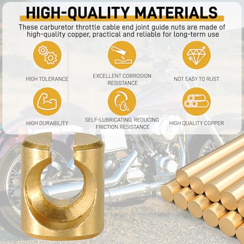 Image of Jerbor Upgraded Throttle Cable Ferrules & Guide Nuts for Harley Davidson Road King, Electra Glide, Wide Glide, Fat Bob 1996-2017, Copper Carburetor Cable Ends, Replacement for 5650876