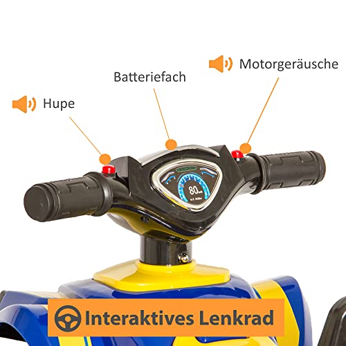 LEMODO Rutschauto blau in Quad-Optik | Rutscherfahrzeug für Kinder ab 18 Monate | Rutschfahrzeug mit Sound-Lenkrad | Kinderfahrzeug mit Kippschutz | Von Good Year Lizenziertes Kinderspielzeug (blau) – Bild 4