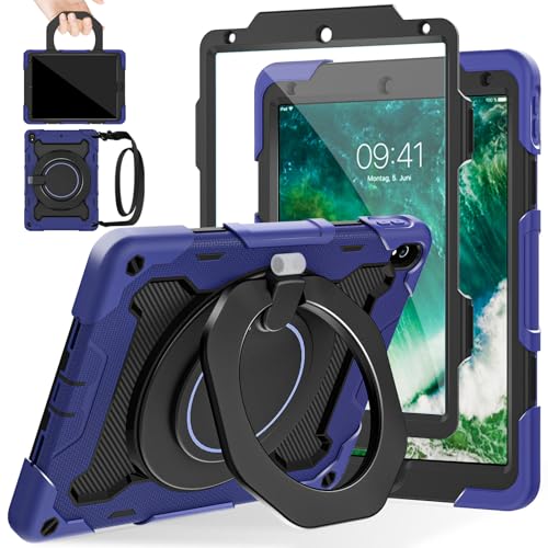 ROISKIN Case for iPad Air 3 / Pro 10.5 Inch Case, Heavy Duty Case for 360 Rotating Stand/Pencil Holder/Screen Protector/Shoulder Strap for iPad Air 3rd Generation Case, for Kids, Navy Blue by ROISKIN - Used condition - CA$20.10