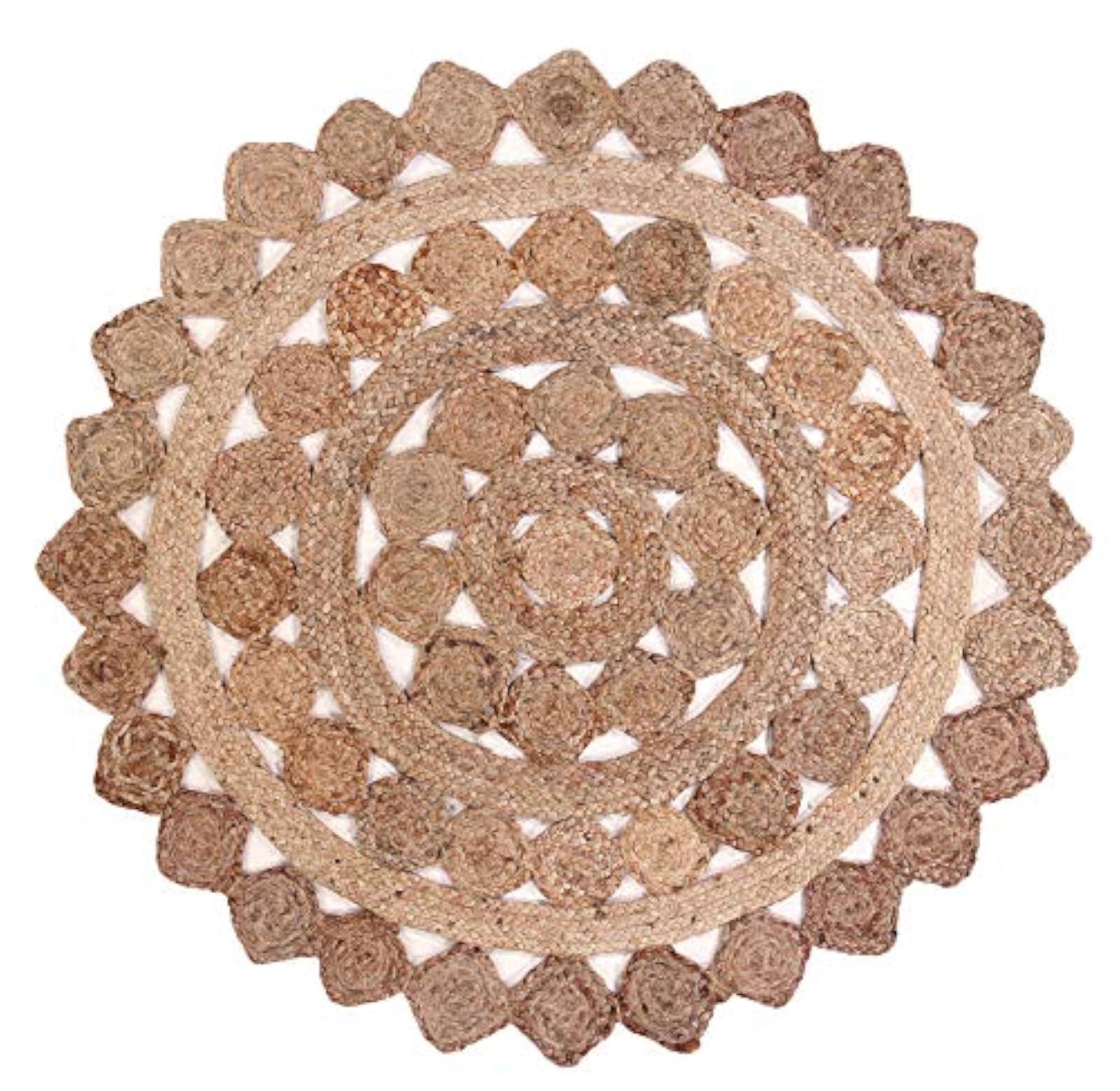 Indoor Round Jute Rug, Handmade Bohemian Decor