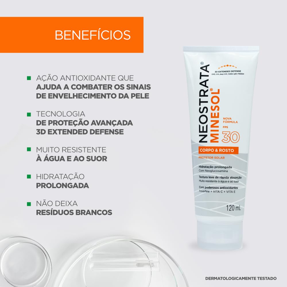 Minesol Corpo & Rosto Protetor Solar Fluido Hidratante, Neostrata em promoção! Veja a oferta e mais achadinhos de Corpo 5 Hoje é o melhor dia para comprar Minesol Corpo & Rosto Protetor Solar Fluido Hidratante, Neostrata com aquele preço maroto! Promoção! Aproveite a oferta! 5