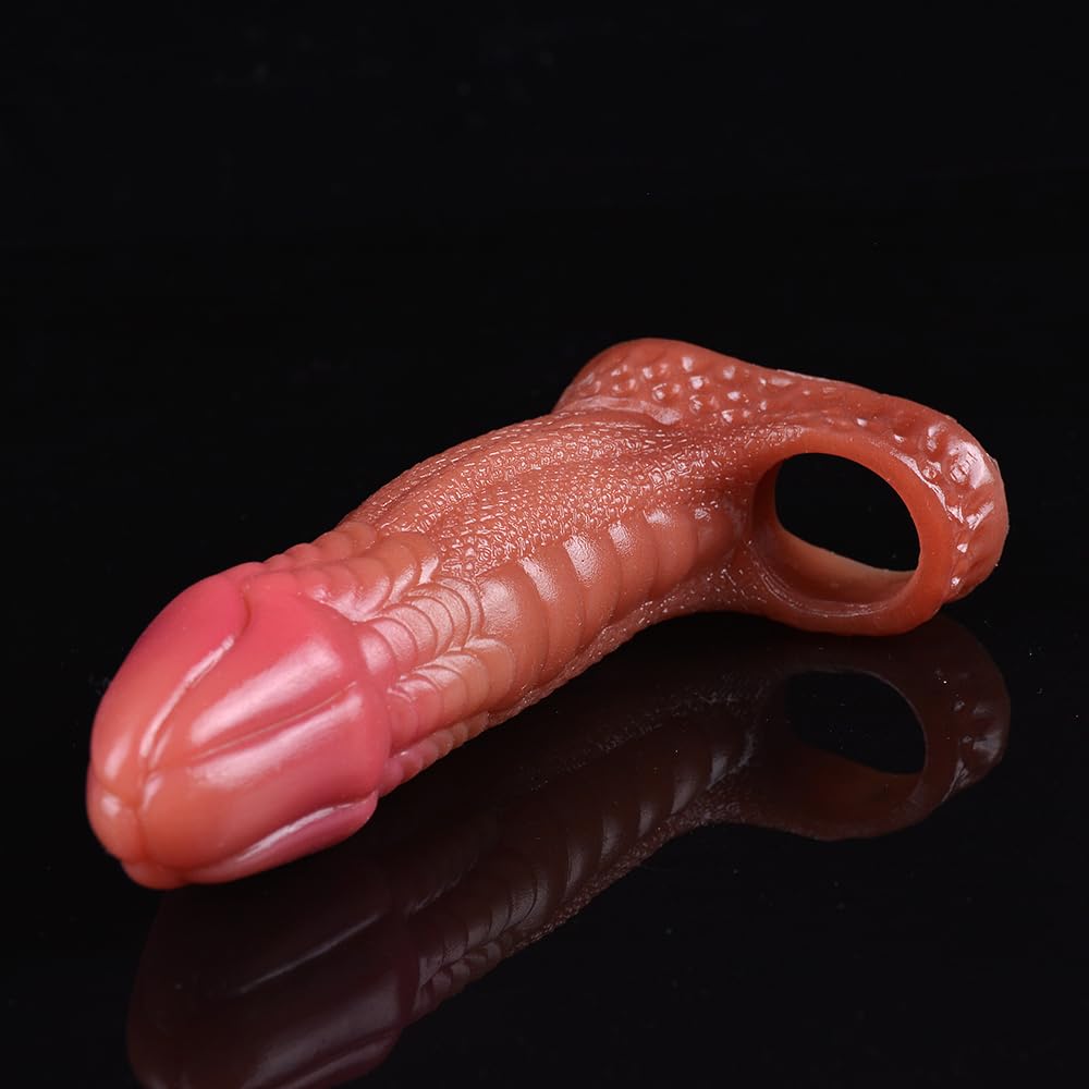 Estensore del pene a forma di mostro, color carne, 17,3 cm, con anello del pene - Accessorio erotico per adulti (adatto per uomini e coppie)