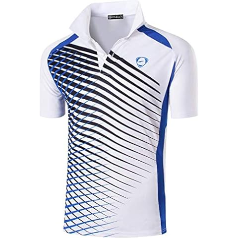 Sportides Men's Short Sleeve Wicking Breathable Sport Polo T-Shirts Tee Shirt Tops LSL243 White XL Cover