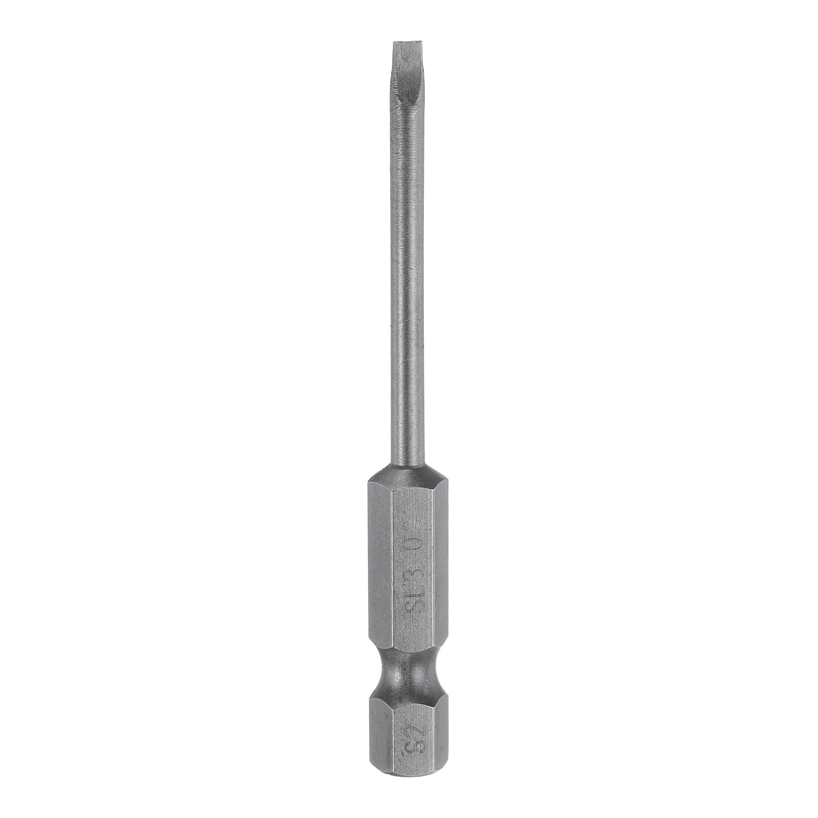 HARFINGTON SL3 3mm S2 Steel Flat Head Magnetic Slotted Screwdriver Bit 1/4" Hex Shank 2.6" Long for Removing Fastening Screws