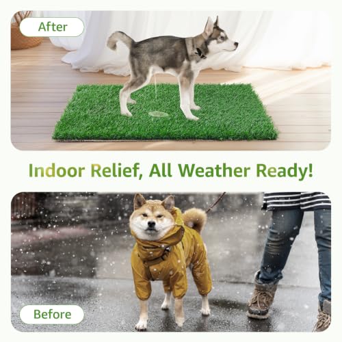 Image of LOOBANI Dog Grass Pee Pads, 2 Pack Artificial Grass for Potty Tray, 18x23in