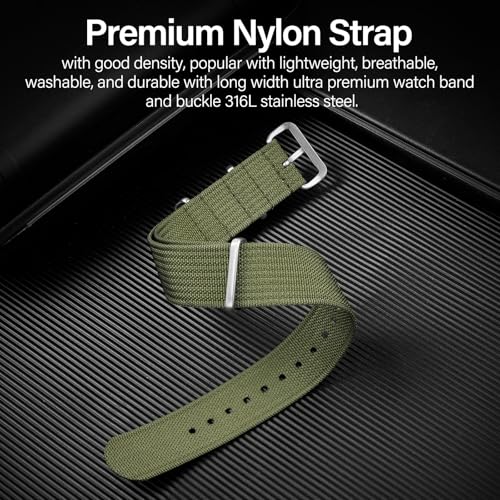 Image of TACTICAL FROG Nylon Watch Band 18mm 19 mm 20mm 22 mm 24 mm, Waterproof Military Watch Straps Replacement for Men Women, With Stainless Steel Buckle