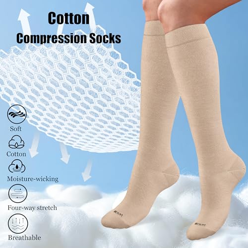 Cotton Compression Socks for Women&Men 15-20mmHg Knee High Cute Support Sock for Nurses, Pregnant Women, Travel2