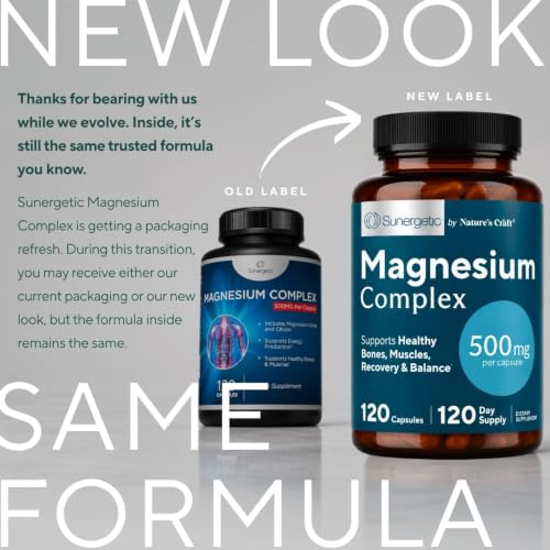 Image of Premium Magnesium Citrate Capsules - Powerful 500mg Magnesium Oxide & Citrate Supplement - Helps Support Healthy Bones, Muscles, Teeth, Energy & Relaxation - 120 Vegetable Capsules