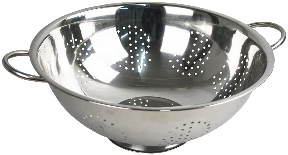 Sterling Ventures Stainless Steel Colander with Feet and Handles Silver Dishwasher Safe Quick Draining Multiple Micro-Perforations Multi-Purpose Pasta Vegetable Spaghetti Fruit (28CM) — image 1