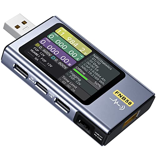 FNIRSI USB-Tester 4-28V 7A LCD-Display USB-A & USB-C Spannungs-Stromprüfer Multimeter Kapazitäts- & Restwelligkeitsmessung mit App-Software Schnellladeerkennung PD2.0/PD3.0 QC2.0/QC3.