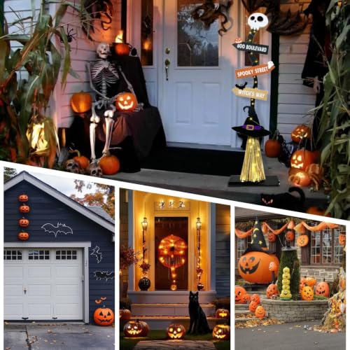 Décorations de sorcière d'intérieur en bois éclairé pour Halloween unique - 5