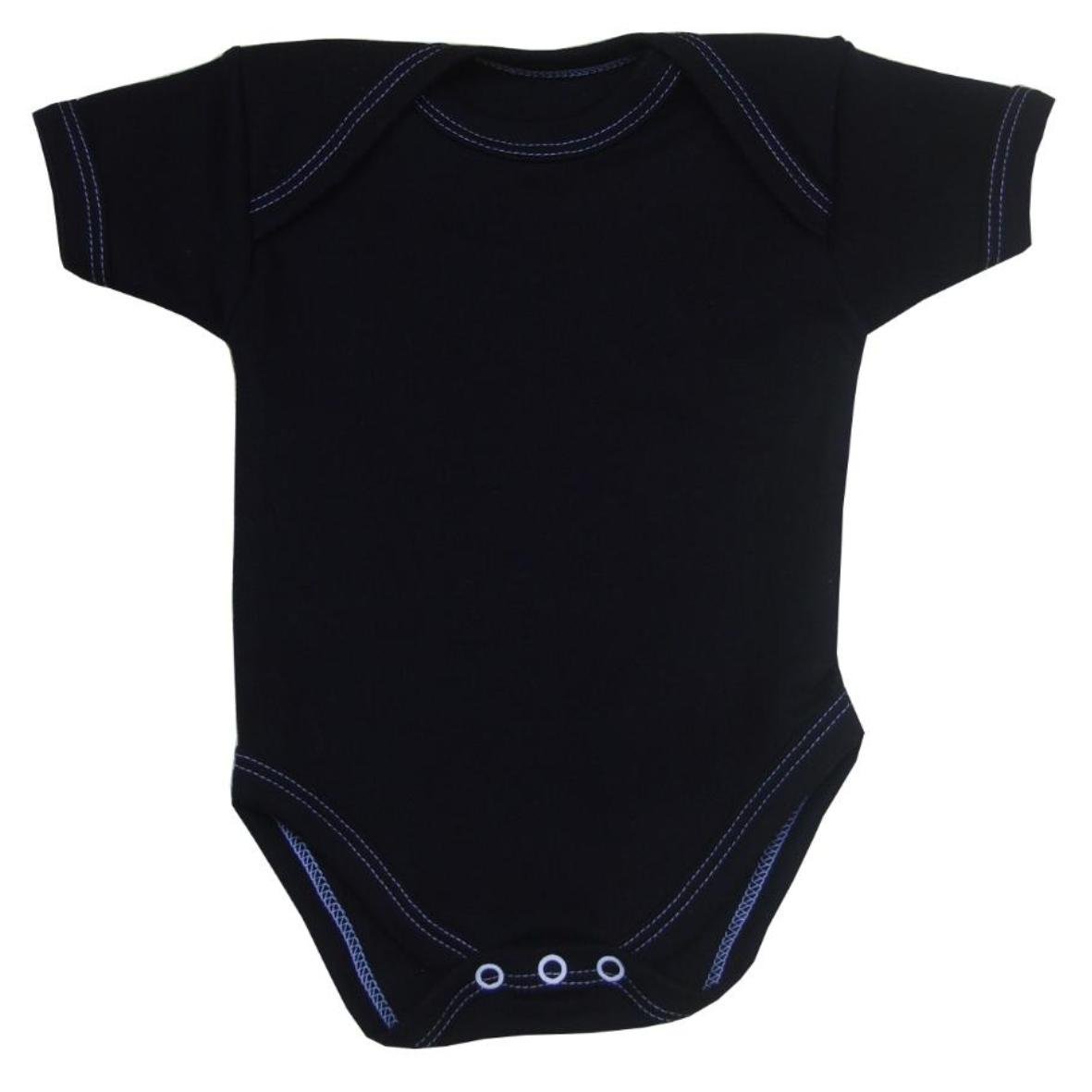 BabyPrem 1 'One' Plain Coloured Baby Bodysuit/Vest Newborn -12 months BLACK 0-3
