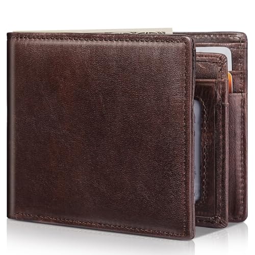 Image of Artpaxy Mens Wallet Bifold Genuine Leather RFID Blocking Wallet for Men with 1 ID Windows 13 Card Holders 2 cash pockets 1 Gift Box