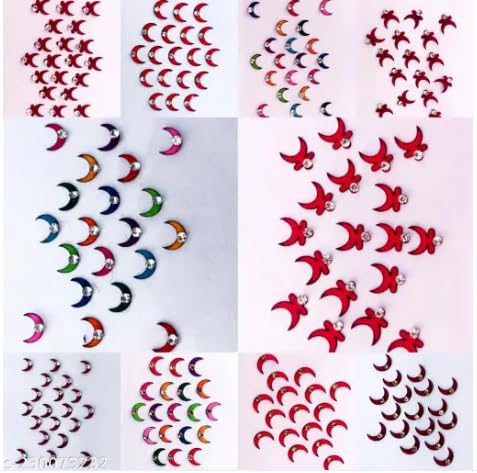 Moon style bindi mix color pack of 08 card-image-1