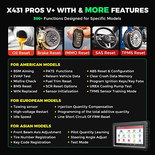 Launch X431 PROS V+ Diagnostic Scanner with CANFD, ECU Coding Car Scanner, AutoAuth for FCA SGW, Key Programmer,37 Plus Reset with Bidirectional Scan Tool, OEM Full System Diagnostic for All Cars