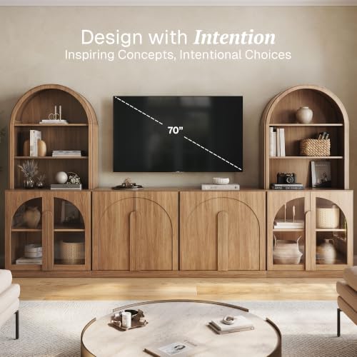 Image of BELLEZE Bijou 126 inch Wall Unit 6-Piece Modular TV Stand - Camel