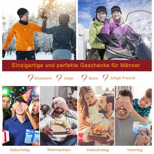 Mütze Schal Handschuhe Set für Herren und Frauen - 3 in 1 Winterset Mit Touchscreen Handschuhen und Wärmer
