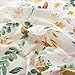 MILDLY Farmhouse Duvet Cover Set - 100% Washed Cotton Garden Flower Printed Bedding Set Queen Size Soft Breathable Comforter Cover with Zipper Ties