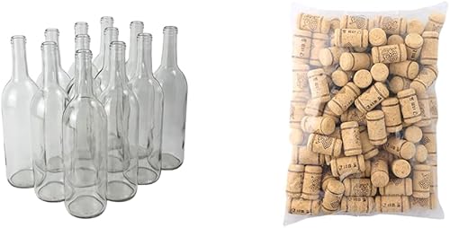 Miniatura 13 de FastRack - Botellas de vino transparentes de 25.4 onzas líquidas (paquete de 12) Botellas de licor de Burdeos W5 Botella vacía de 25.3 onzas