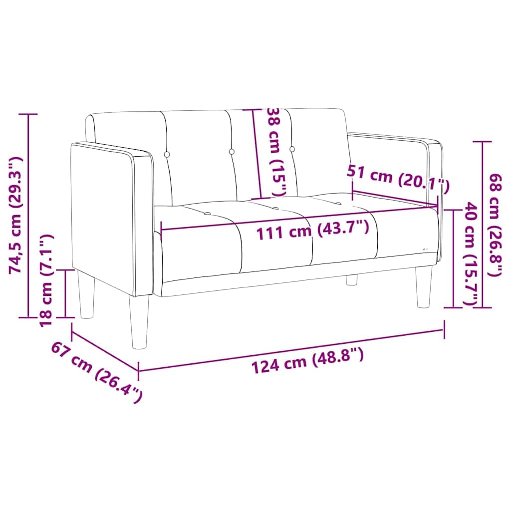 vidaXL Sofá de Dos plazas Amarillo de Terciopelo de 111 cm