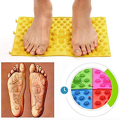 YOBEYI Foot Massage Mat Acupressure Mat Foot Reflexology Walking Toe Plate Massage Pad Bathroom Mat Yoga Mat Anti-Slip Mat Outdoor Game 2 PCS (Yellow)