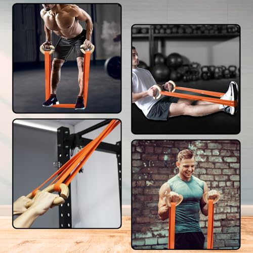 Image of Wooden Resistance Bands Handles Versatile Exercise Handles with Anti-Slip Grip Tapes for Elastic Band Workouts Home Gym Strength Training and Full-Body Workouts