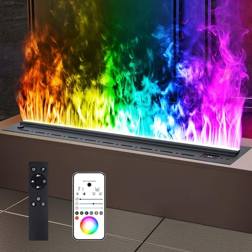 Chimenea eléctrica con tecnología de atomización 3D, colores de llama ajustables, función de humidificador, llenado automático de agua, funcionamiento silencioso, fácil instalación para mejorar el