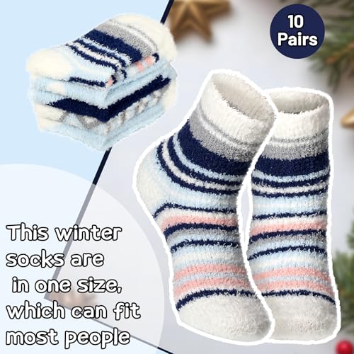 Image of Foaincore 10 Pairs Fuzzy Socks for Women Cozy Fluffy Warm Soft Slipper Socks Thick Winter Gifts for Adult Gifts