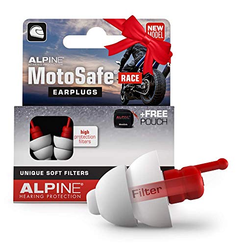 MotoSafe Race Gehörschutz Ohrstöpsel Rennstöpsel - Verhindern Gehörschäden vom Motorradfahren - Verkehr noch hörbar - Bequemes hypoallergenes